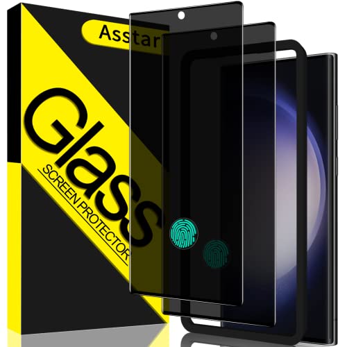 Asstar [2 Pack Samsung Galaxy S23 Ultra Privacy Screen Protector Support Fingerprint Unlock Screen Protector 9H Tempered Glass Film Screen Protector
