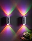 Motion Sensor Wall Light, Rechargeable Peel and Stick on Sconce Set of 2, Wireless No Drill RGB Wall Lamps, Magnetic Battery Operated Indoor Lighting for Hallway, Stairs, Bedroom, Bathroom, Bar Decor