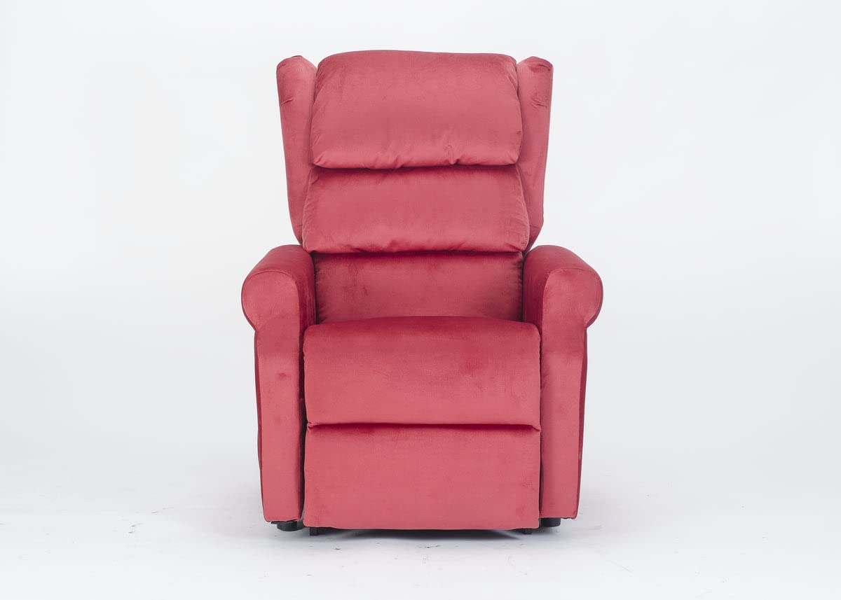 POLTRONE ITALIA Carl 2 Moteurs PERSONNALISÉ Fauteuil releveur inclinable Dispositif Médical système de Roue siège à Micro-Ressorts Doux Velours Rouge