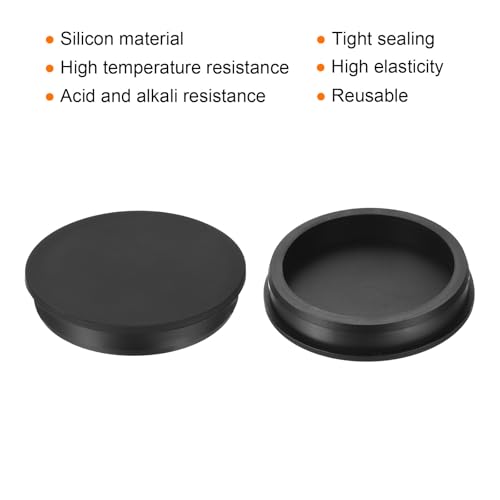 Image of uxcell High Temp Silicone Plug Mount Dia 91.3mm /3.59 inch t Shaped Rubber Stopper Hole Plugs for Powder Coating Plating Waterproof Plugs Sealing Plugs Black Pack of 3(OD 97.5mm)