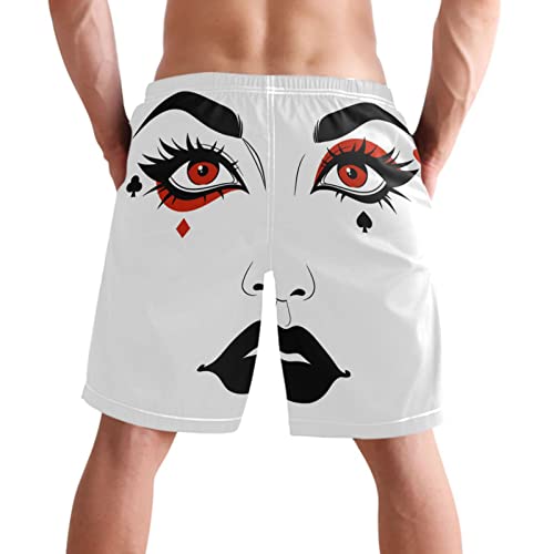 visesunny Woman Face with Joker Makeup Summer Men's Swim Trunks Quick Dry Bathing Suits Beach Holiday Party Swim Shorts2