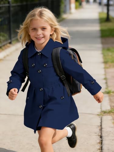 Image of SANGTREE Girl's Waterproof Trench Coat Hooded Lightweight Windbreaker Rain Jackets