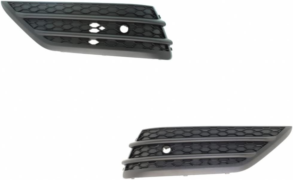 For Honda Pilot 2016 2017 2018 Bumper Cover Grille Driver and Passenger Side Pair | Front | w/Round Park Hole | Textured Black | Made of ABS Plastic | HO1038131, HO1039131 | 71107TG7A10, 71102TG7A10