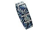 HNS Watch Straps -Choice of Pattern & Width (18mm, 20mm, 22mm) - Ballistic Premium Nylon Watch Straps (18mm, White Flowers)