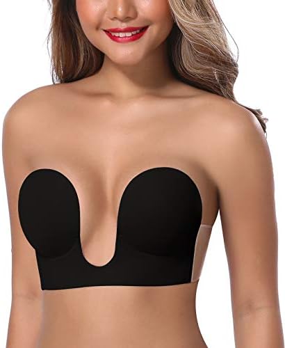 JOATEAY Sticky Bra - Deep Plunge Strapless Push Up Reusable Underwire Adhesive Bra for Women Backless Dress Partywear Wedding