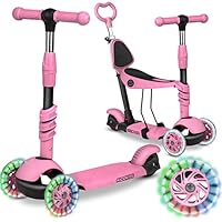 Ricokids 3-in-1-Laufroller für Kinder – Roller DREI Rollen - Kinderroller 3 Räder – Kinderroller ab 3 Jahre – Kleinkindroller – 27,5 x 55,5 x 78,5 cm - Farbe: Rosa