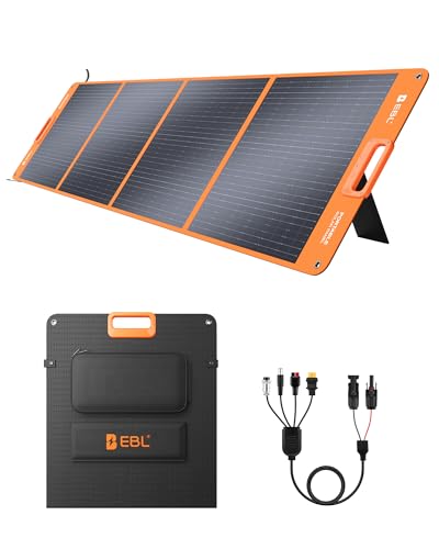 Image of EBL 200W Portable Solar Panel for Power Station, Waterproof IP65 Foldable Solar Panel with MC-4 Anderson Output Connector for RV, Camping, Blackout