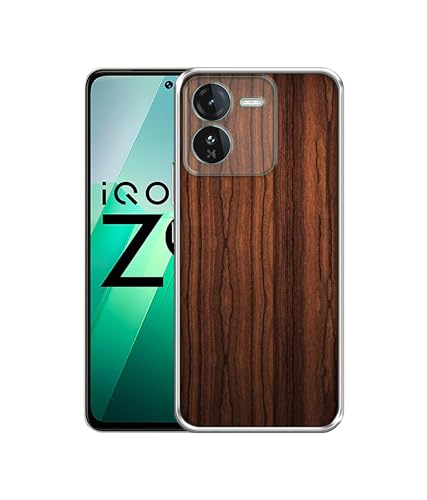 Image of Casotec Brown Wooden Texture Design Printed Silicon Soft TPU Back Case Cover for iQOO Z9 5G