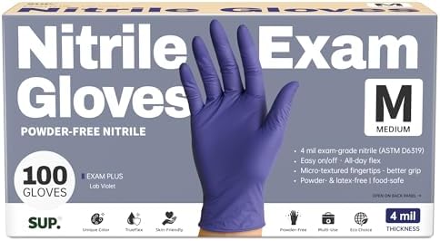 SUP Powder-Free Nitrile Exam Gloves, 100/1000 Ct Food Safe Latex-...
