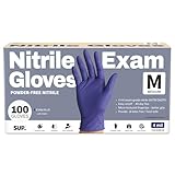 SUP Powder-Free Nitrile Exam Gloves, 100 Count, Food Safe Latex-Free Medical Non-Sterile Cooking Disposable Glove, Blue Violet (Medium)