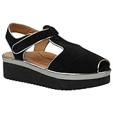L'Amour des Pieds Women's Flat Sandals, Black Nubuck/Platnimum, 9
