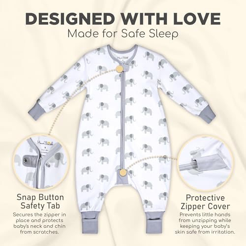 Image of Mama Cheetah Toddler Sleep Sack with Feet, Long Sleeve 0.5 TOG Organic Cotton Baby Sleeping Bag with Legs, Wearable Blanket for Walkers w / 2-Way Zipper, Toddler Blanket for Girls & Boys 6-18 M
