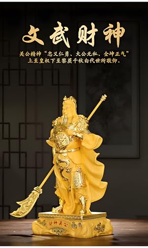 Estatua dorada Guan Gong 38 cm resina miniatura 4