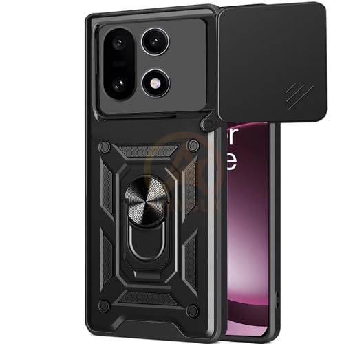 Image of Armor Bumper Back Cover Case for OnePlus 15 5G Rotating Camera Cover, Ring Holder & Kickstand | Heavy Duty & 360 Degree Protection OnePlus 15 5G Back Cover (Black)