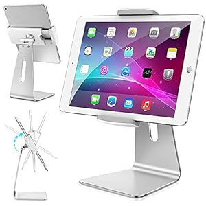 AboveTEK Elegant Tablet Stand, Aluminum iPad Stand Holder, Desktop Kiosk POS Stand for 7-13 inch iPad Pro Air Mini Galaxy Tab Nexus, Tablet Mount for Store Showcase Office Reception Kitchen Countertop