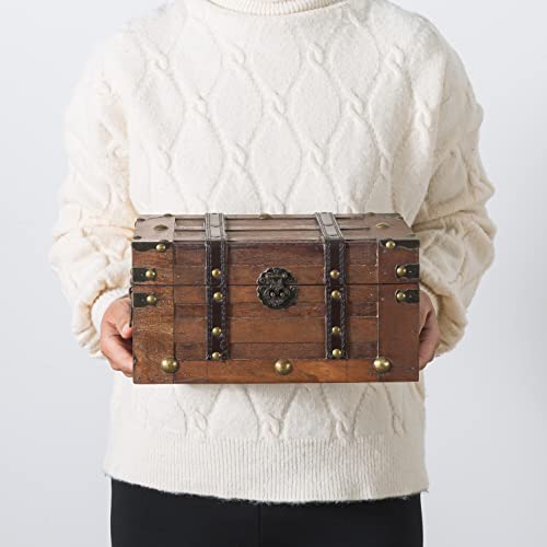 Slpr Alexander Small Wooden Storage Chest Trunk | Decorative Wood Box With Lid | 11" X 7" X 5.5" #TOP1