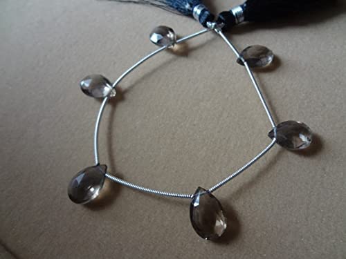 Quartz fumé poire briolette 12-13mm pour création bijoux fil 17cm