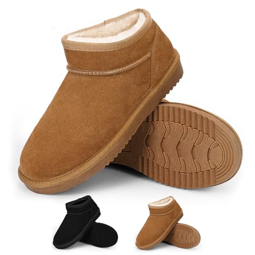 Asaint Platform Mini Boots, Platform Snow Fur Winter Boots for Women, Genuine Suede Leather Project Cloud Womens Snow Boots