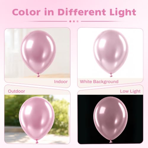 Image of Metallic Pink Balloons, 12 Inch Chrome Light Pink Latex Party Balloons | 30 Pack Pink Metallic Balloons for Birthday, Bridal Shower, Baby Shower, Gender Reveal, Boo Halloween Party Decorations
