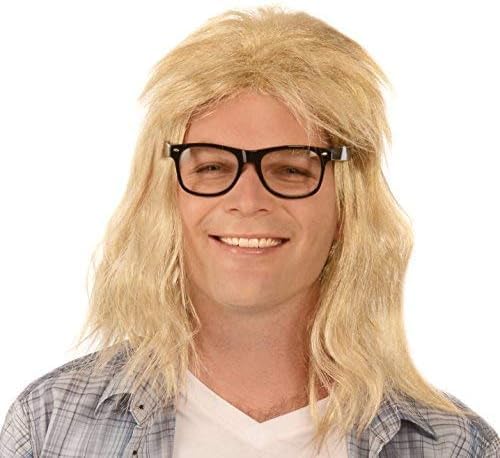 Kangaroo Blonde Mullet Wig for Men 80s Retro Rocker Hair Shoulder Length Curly Mens Costume Wigs for Halloween Cosplay - New Year Parties and Themed Events Funny Crazy Wigs for Adults Men