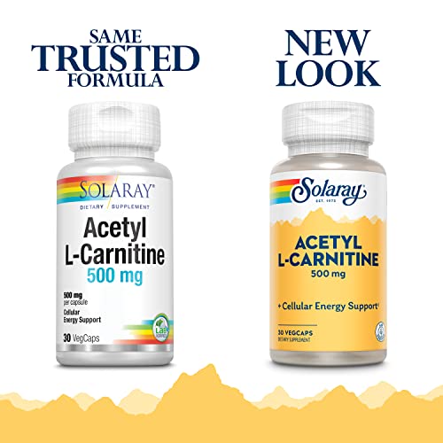 Image of SOLARAY Acetyl L-Carnitine 500 mg | Healthy Cellular Energy, Memory, Mood, and Cardiovascular Support | 30 VegCaps