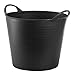 RED HOG Flexi Behälter für Haus, Garten, Gebäude, Superstark, Mehrzweck, Verstärkungsrippen, Rissbeständig, Griffe Haltbarkeit: 120 kg, Schwarz (26 L)