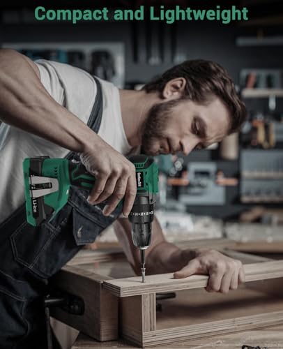 JYGMPRO Cordless Drill Driver 21V, Brushless Cordless Hammer with 2 Batteries 2000mAh, 20+3 Torque, 45N.m Max, 14PCS Drill Bits, 2 Speed, LED Light for Home, Garden DIY Project - Image 7