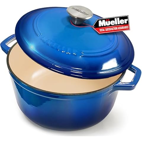 Mueller DuraCast 6 Quart Enameled Cast Iron Dutch Oven Pot Cover