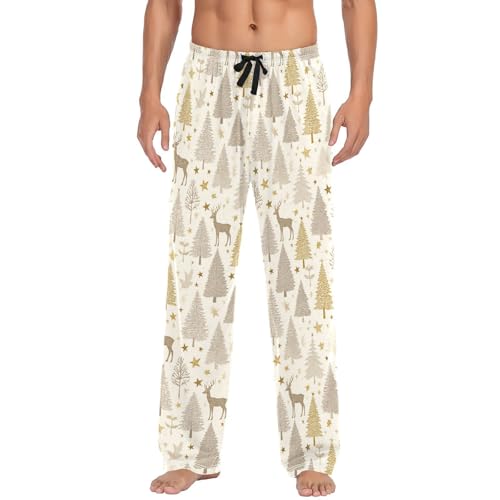 Mens Pajama Pants Deer Stars Christmas Pajama Bottoms Lightweight Pajama Pants Basics Sleep Pajama Lounge Pant2