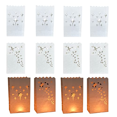 Fayemint 20 Pieza Bolsas para Velas, Bolsas Papel para Vela, Bolsas de luz de Papel Blanco, para Fiestas, San Valentín, Bodas, Compromisos, Navidad