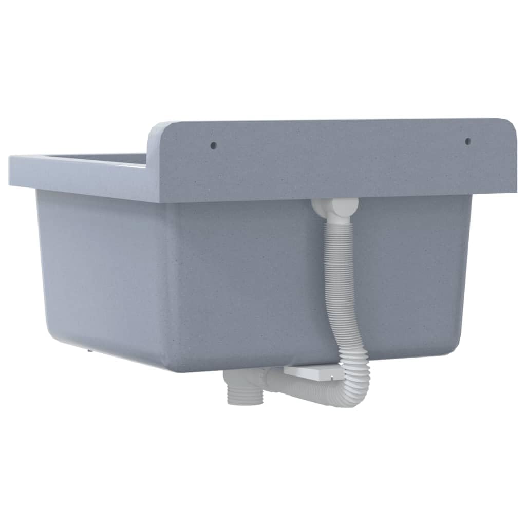 vidaXL Fregadero Lavabo de Pared Resina Gris 40x40x24 cm, Fregadero utilitario, Lavabo de Cuarto de baño, lavamanos, Lavabo utilitario, Lavabo