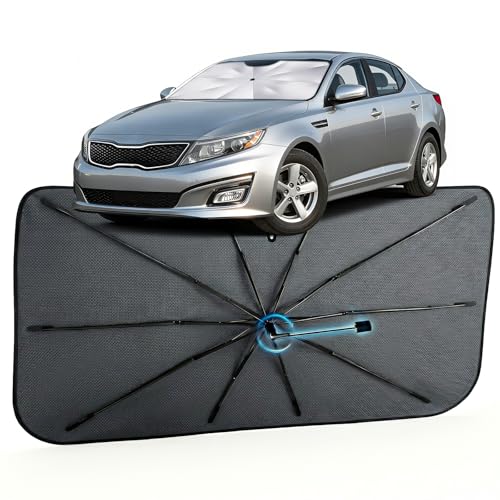 Image of Car Windshield Sun Shade for Kia Optima 2013-2015 -[Reflective Coated Fabric] Sunshade Umbrella for Front Window, Car Shades Sun Visor Keep Car Cool and Protects Interior, 1:1 Exact Fit