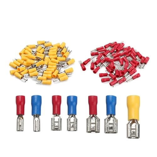 50Pcs 2.8mm 4.8mm 6.3mm Insulated Female Crimping Terminals Seal Spade Electrical Wire Connector Crimp Set Car Accessories(4.8mm red)