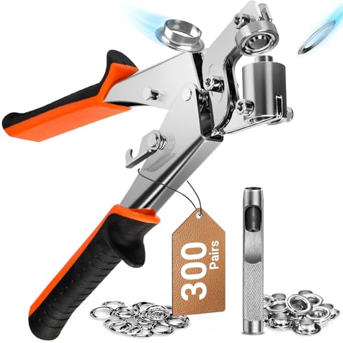 Naxup Ösenzange, Profi Ösenzange Set mit 300 Ösen (Ø 10mm), ösenzange für planen, mit 1 Schlagwerkzeug, für Perfekt für Leder, Gürtel, Awnings, Stoffe, Planen