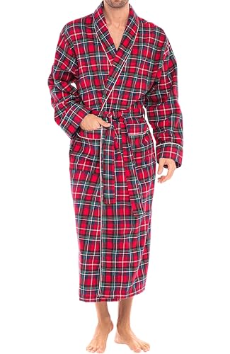 Alexander Del Rossa Men's Lightweight Flannel Robe, Soft Cotton Stewart Tartan Plaid XL (A0474Q19XL)