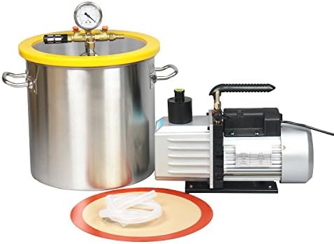 Hydrion Scientific 5 Gallon Vacuum Degassing Chamber Kit with 2 stage 7CFM Pump - Not for Wood Stabilizing