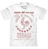 Tee Luv Men's Sriracha Hot Chili Sauce T-Shirt - Faded Sriracha Logo Shirt, White, XXL