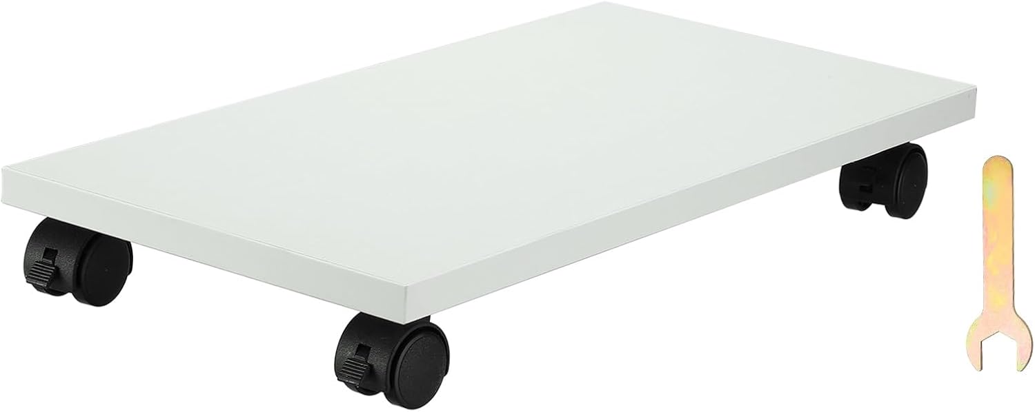 PATIKIL 12x19in PC Stand, Computer Tower Stand Wood CPU PC Holder Under Desk Mobile Cart 4 Caster Wheel for Floor Carpet Tower ATX Case Printer Potted Planter UPS Power Station, Beige