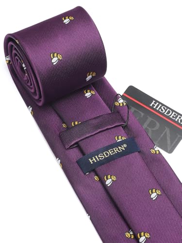Image of HISDERN Ties for Men Classic Animal Tie and Pocket Square Set Jacquard Woven Silk Neckties Handkerchief Wedding Party