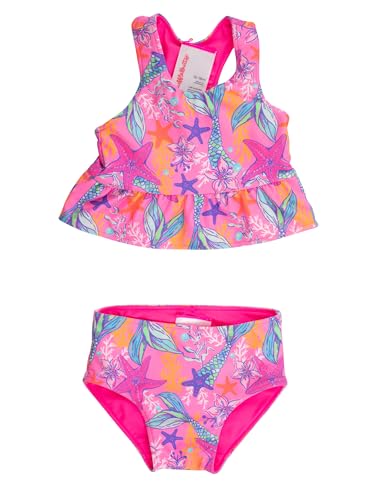 Image of RuffleButts Baby /Toddler Girls UPF50+ Sun Protected Reversible Peplum 2 Piece Sleeveless Tankini
