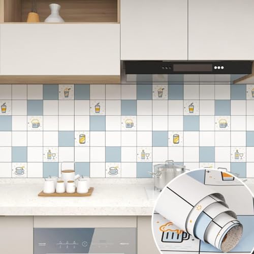 Image of SARVATRAY Self-Adhesive Wallpaper, Kitchen Oil Proof Heat Resistant Stickers, Vinyl Sheet for Wall 2 X 6.5 SQ FT (2 M Liquid Theme Blue WS)