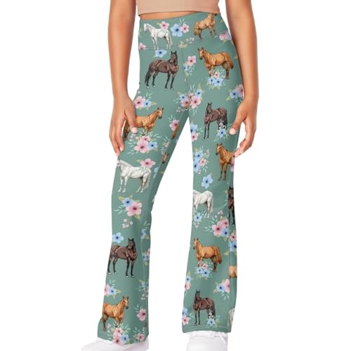 Image of Girls Flare Leggings Cute Bell Bottoms for Teen Girls Wide Leg Sweatpants for 5-14 T