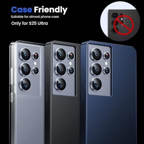 Image of WSKEN for Samsung Galaxy S25 Ultra Camera Lens Protector - Ultra Thin | Case Friendly, 9H Shatterproof Tempered Glass, Anti Scratch Metal Circle, Camera Screen Protector Cover Accessories, Blue