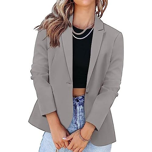 Women's Blazers Long Sleeve Casual Work Business Office Suit Jackets Notch Lapel Open Front Button Classics Blazer2