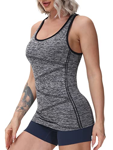 Disbest Yoga Tank Top, Women's Performance Stretchy Quick Dry Sports Workout Running Top Vest with Removable Pads2