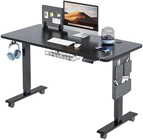 FlexiSpot 140 * 60cm Electric Standing Desk Adjustable Sit Stand Up Desk Computer Desk With Hook Memory Function For Office And Home (White White - View #3