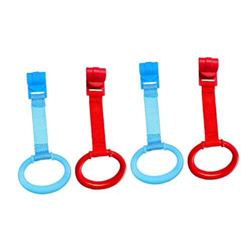 Hohopeti 4個ベビーベッド用プルリング 立ち上がり練習 アクセサリー クリップ付き 軽量でかみやすい ハンドリング 支持リング