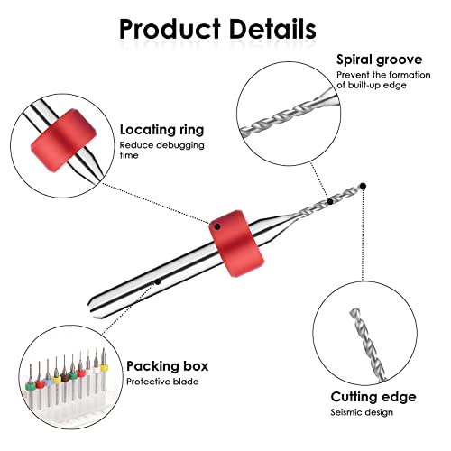 Prasacco PRASACCO-538029_2-S 20 Pcs Micro Drill Bit Set Micro Drill Bits Tungsten Steel Pcb Print Circuit Board Flute Cnc Router Bits Shank thumb #2