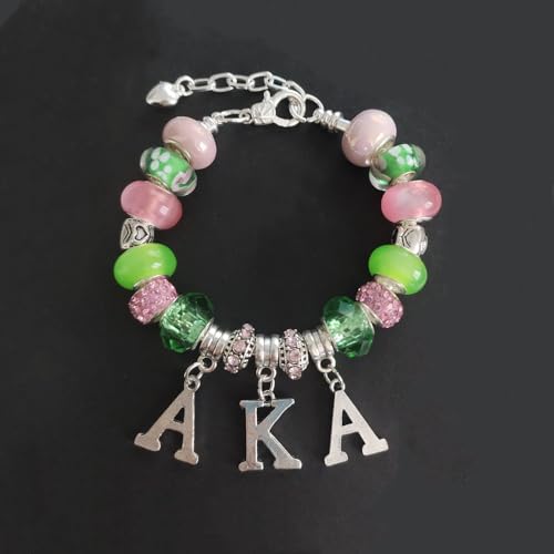 Graduation Sorority Bracelet Pink and Green Bead Bracelet Alpha Kappa A Greek Paraphernalia Sorority Jewelry3