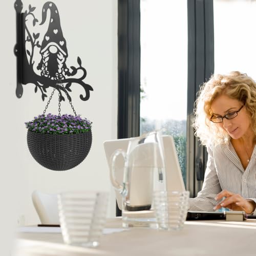 Soporte metálico para suspender plantas exterior negro 7
